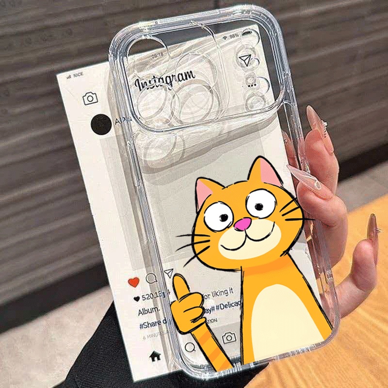 Xiaomi Redmi Note 13 - غطاء هاتف لطيف بتصميم قطة برتقالية